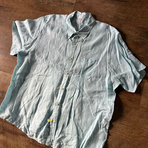 Men's Brooks Brothers Light Blue Linen Casual Button Down Shirt XXL